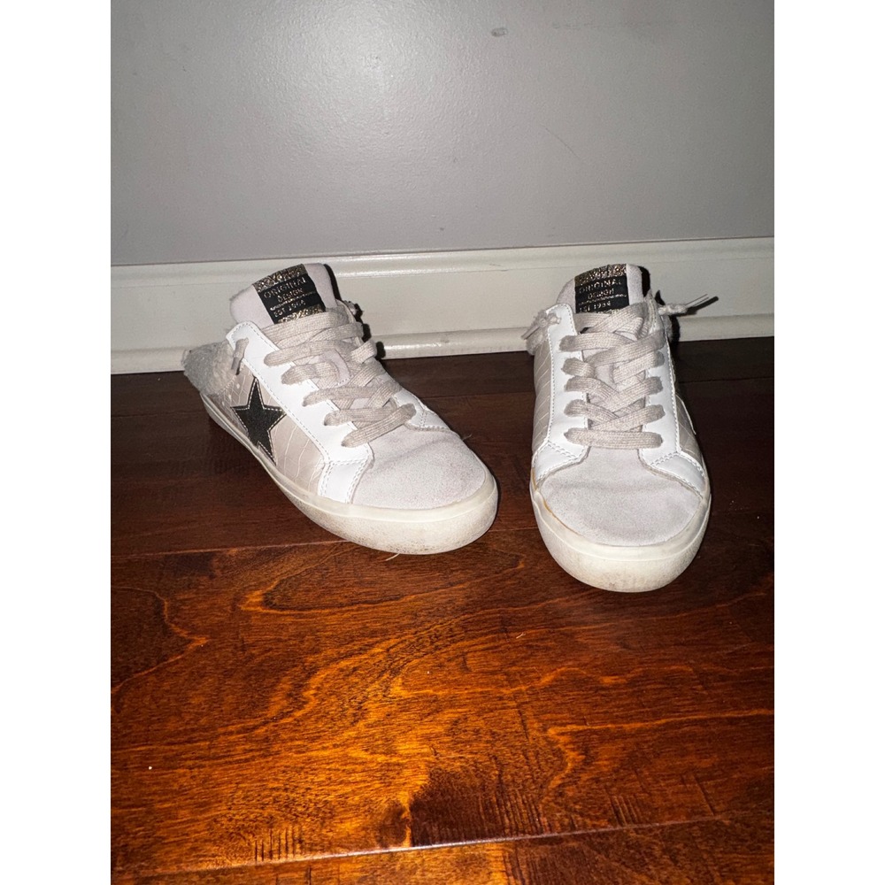 Vintage Havana Women White Croc Star Faux Shearling Lined Mule Sneakers Size 8
